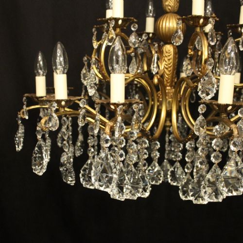 ITALIAN 18 LIGHT GILDED CRYSTAL ANTIQUE CHANDELIER - ADDITIONAL PHOTO 1