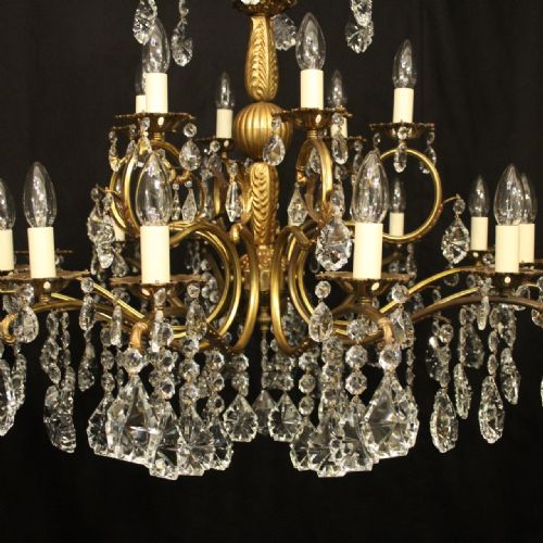 ITALIAN 18 LIGHT GILDED CRYSTAL ANTIQUE CHANDELIER - ADDITIONAL PHOTO 2