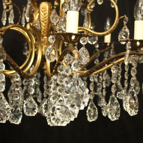 ITALIAN 18 LIGHT GILDED CRYSTAL ANTIQUE CHANDELIER - ADDITIONAL PHOTO 3