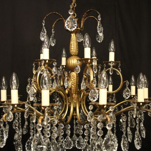 ITALIAN 18 LIGHT GILDED CRYSTAL ANTIQUE CHANDELIER - ADDITIONAL PHOTO 5