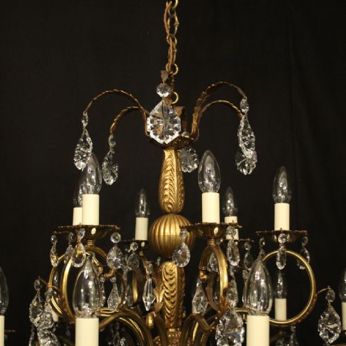 ITALIAN 18 LIGHT GILDED CRYSTAL ANTIQUE CHANDELIER - ADDITIONAL PHOTO 7