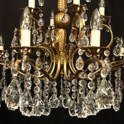 ITALIAN 18 LIGHT GILDED CRYSTAL ANTIQUE CHANDELIER - ADDITIONAL PHOTO 8