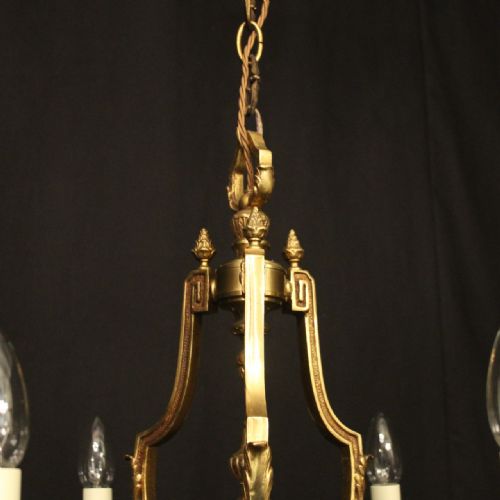 FRENCH GILDED 6 LIGHT ANTIQUE CHANDELIER - ADDITIONAL PHOTO 5
