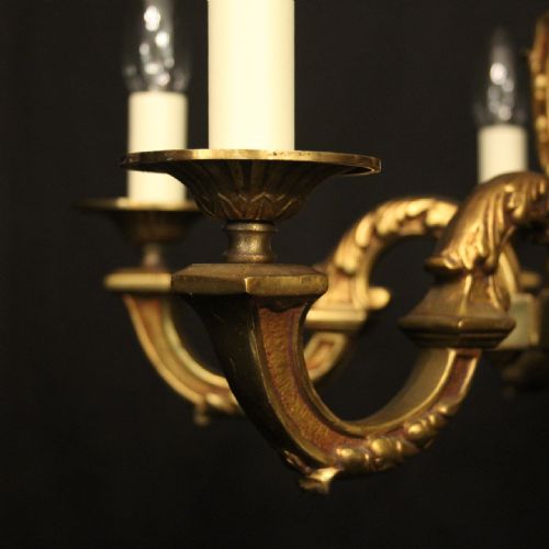 FRENCH GILDED 6 LIGHT ANTIQUE CHANDELIER - ADDITIONAL PHOTO 7