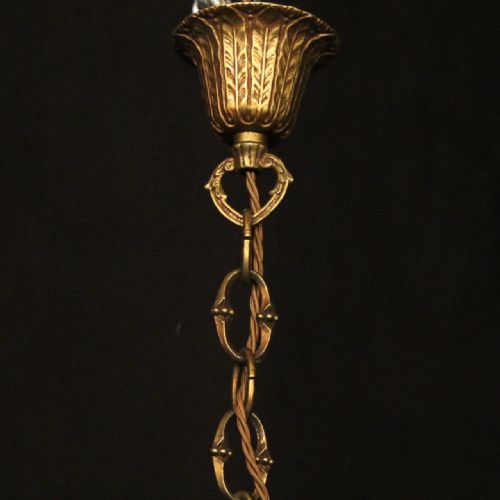 FRENCH GILDED 6 LIGHT ANTIQUE CHANDELIER - ADDITIONAL PHOTO 9