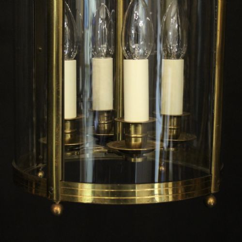 FRENCH GILDED BRASS FOUR LIGHT CONVEX ANTIQUE HALL LANTERN - ADDITIONAL PHOTO 7