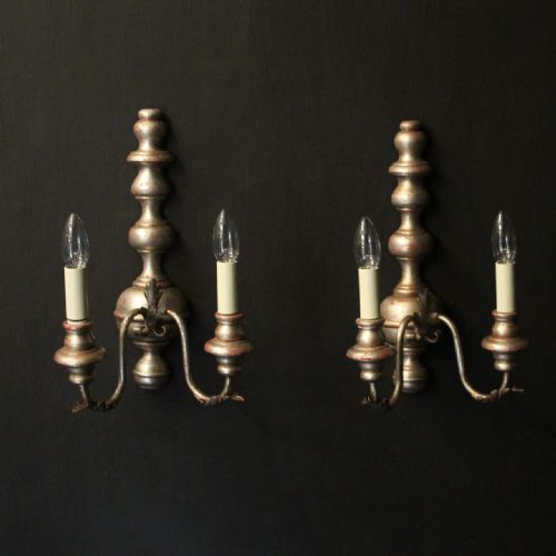 italian pair of polychrome twin arm wall lights - CATEGORY: ANTIQUE LIGHTING - DATED 1930