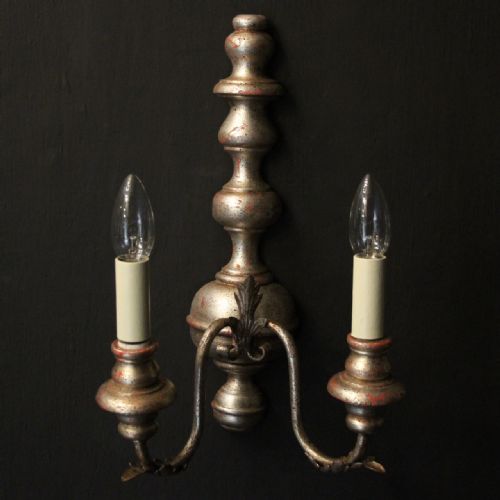 ITALIAN PAIR OF POLYCHROME TWIN ARM WALL LIGHTS - ADDITIONAL PHOTO 1
