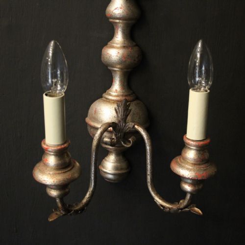 ITALIAN PAIR OF POLYCHROME TWIN ARM WALL LIGHTS - ADDITIONAL PHOTO 2