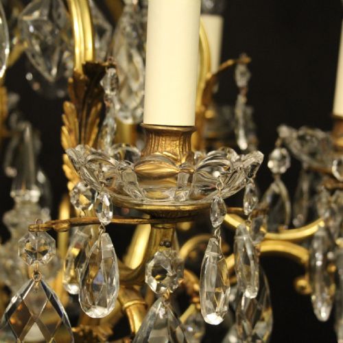 FRENCH GILDED BRONZE CRYSTAL 6 LIGHT BIRDCAGE CHANDELIER - ADDITIONAL PHOTO 2