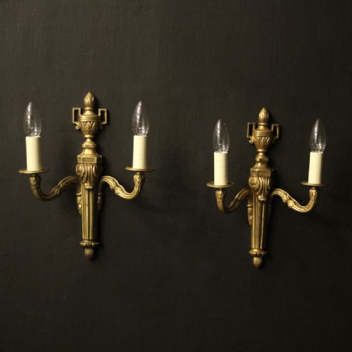 french pair of gilded antique wall lights - CATEGORY: ANTIQUE LIGHTING - DATED 1920