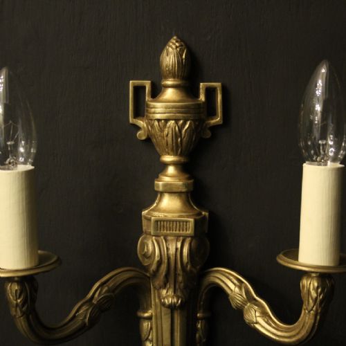 FRENCH PAIR OF GILDED ANTIQUE WALL LIGHTS - ADDITIONAL PHOTO 2