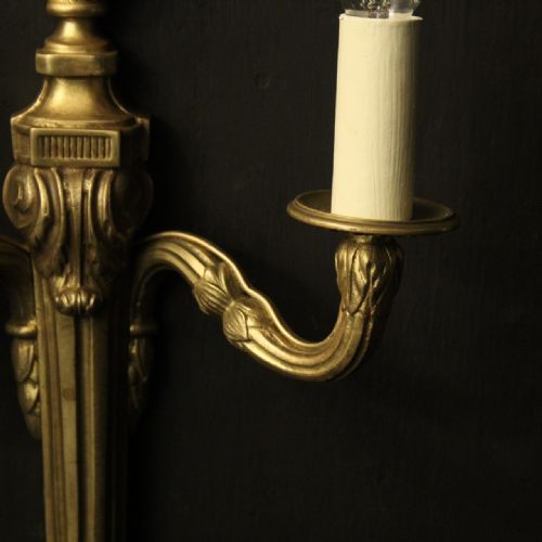 FRENCH PAIR OF GILDED ANTIQUE WALL LIGHTS - ADDITIONAL PHOTO 5