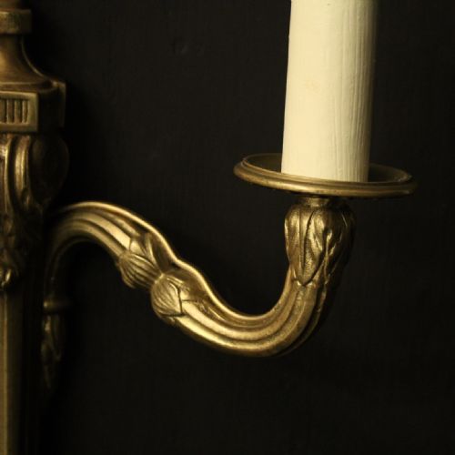 FRENCH PAIR OF GILDED ANTIQUE WALL LIGHTS - ADDITIONAL PHOTO 6