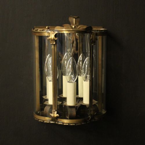FRENCH PAIR OF BRASS CONVEX HALF LANTERNS - ADDITIONAL PHOTO 1