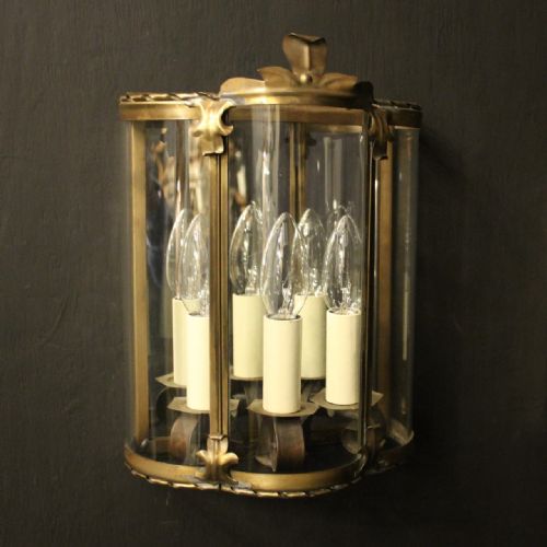 FRENCH PAIR OF BRASS CONVEX HALF LANTERNS - ADDITIONAL PHOTO 3