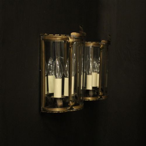 FRENCH PAIR OF BRASS CONVEX HALF LANTERNS - ADDITIONAL PHOTO 8