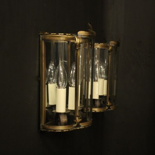 FRENCH PAIR OF BRASS CONVEX HALF LANTERNS - ADDITIONAL PHOTO 9