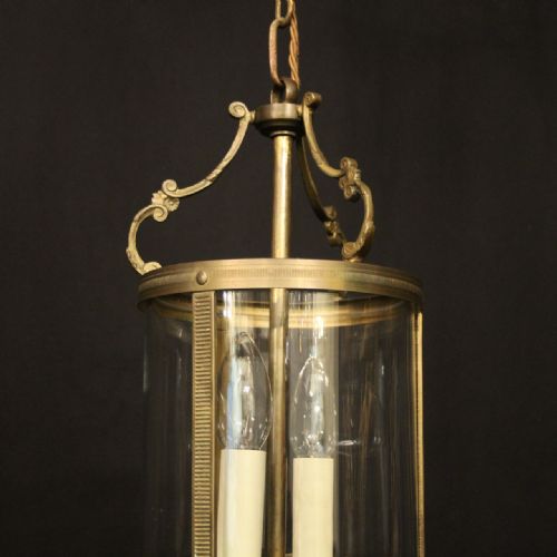 FRENCH GILDED BRASS TWIN LIGHT ANTIQUE LANTERN - ADDITIONAL PHOTO 1