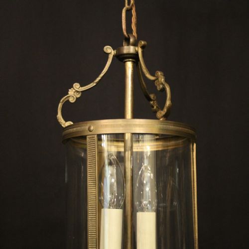 FRENCH GILDED BRASS TWIN LIGHT ANTIQUE LANTERN - ADDITIONAL PHOTO 4