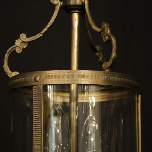 FRENCH GILDED BRASS TWIN LIGHT ANTIQUE LANTERN - ADDITIONAL PHOTO 5