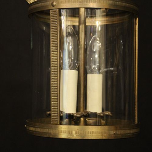 FRENCH GILDED BRASS TWIN LIGHT ANTIQUE LANTERN - ADDITIONAL PHOTO 6