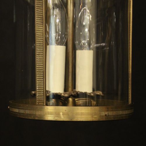 FRENCH GILDED BRASS TWIN LIGHT ANTIQUE LANTERN - ADDITIONAL PHOTO 7