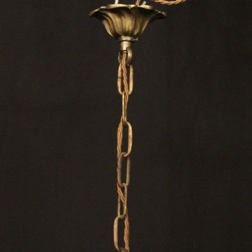 FRENCH GILDED BRASS TWIN LIGHT ANTIQUE LANTERN - ADDITIONAL PHOTO 9