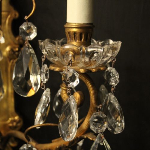 FRENCH PAIR OF BRONZE TWIN ARM ANTIQUE WALL LIGHTS - ADDITIONAL PHOTO 4