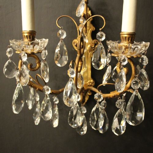 FRENCH PAIR OF BRONZE TWIN ARM ANTIQUE WALL LIGHTS - ADDITIONAL PHOTO 5