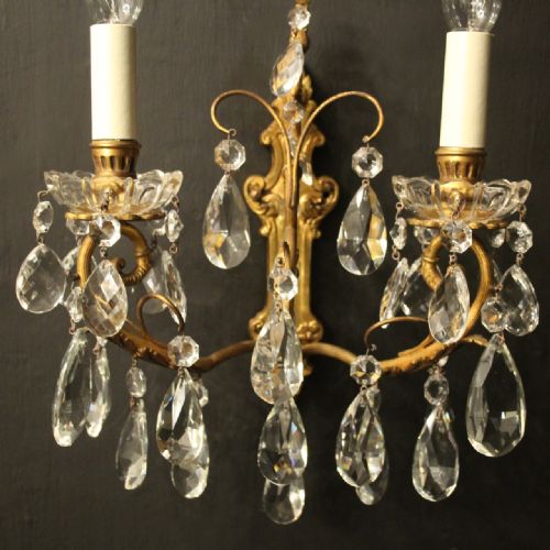 FRENCH PAIR OF BRONZE TWIN ARM ANTIQUE WALL LIGHTS - ADDITIONAL PHOTO 6