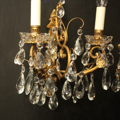 FRENCH PAIR OF BRONZE TWIN ARM ANTIQUE WALL LIGHTS - ADDITIONAL PHOTO 8
