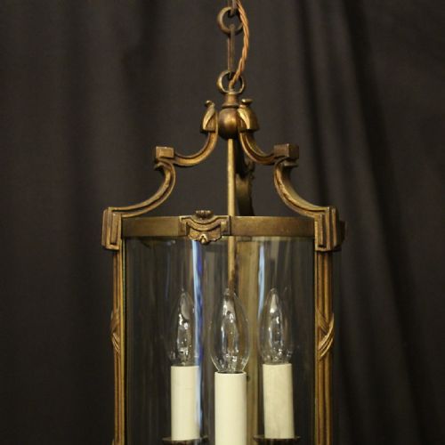 FRENCH PAIR OF GILDED BRONZE TRIPLE LIGHT ANTIQUE LANTERNS - ADDITIONAL PHOTO 2