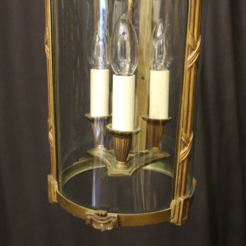 FRENCH PAIR OF GILDED BRONZE TRIPLE LIGHT ANTIQUE LANTERNS - ADDITIONAL PHOTO 5