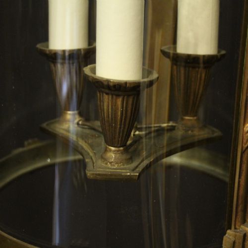 FRENCH PAIR OF GILDED BRONZE TRIPLE LIGHT ANTIQUE LANTERNS - ADDITIONAL PHOTO 6