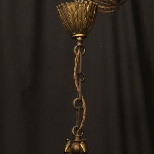 FRENCH PAIR OF GILDED BRONZE TRIPLE LIGHT ANTIQUE LANTERNS - ADDITIONAL PHOTO 9