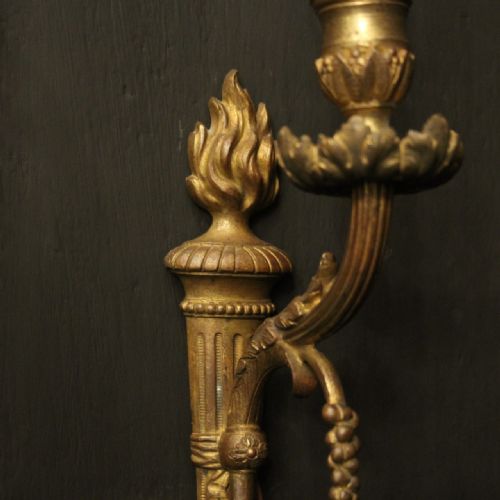 FRENCH PAIR OF BRONZE SINGLE ARM ANTIQUE WALL LIGHTS - ADDITIONAL PHOTO 3