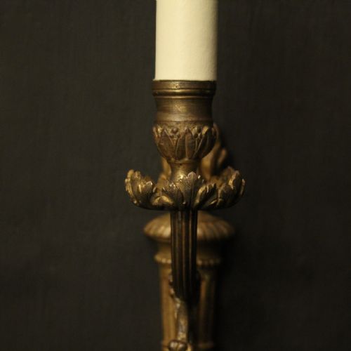 FRENCH PAIR OF BRONZE SINGLE ARM ANTIQUE WALL LIGHTS - ADDITIONAL PHOTO 4