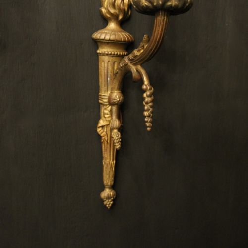 FRENCH PAIR OF BRONZE SINGLE ARM ANTIQUE WALL LIGHTS - ADDITIONAL PHOTO 5
