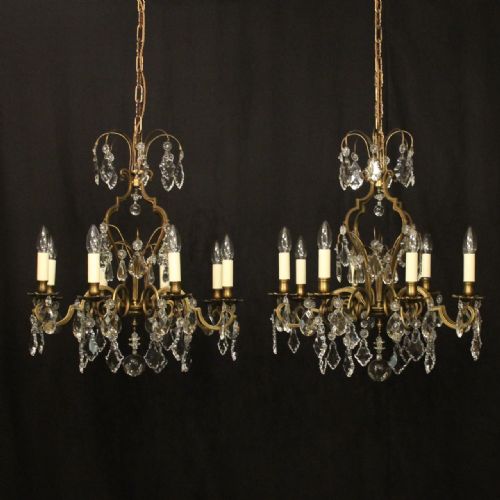 french pair of 8 light antique chandeliers - CATEGORY: ANTIQUE LIGHTING - DATED 1920