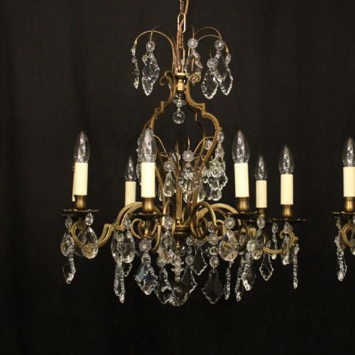FRENCH PAIR OF 8 LIGHT ANTIQUE CHANDELIERS - ADDITIONAL PHOTO 1