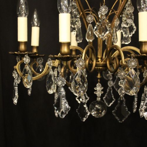 FRENCH PAIR OF 8 LIGHT ANTIQUE CHANDELIERS - ADDITIONAL PHOTO 2