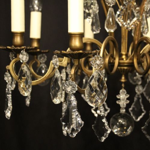 FRENCH PAIR OF 8 LIGHT ANTIQUE CHANDELIERS - ADDITIONAL PHOTO 3