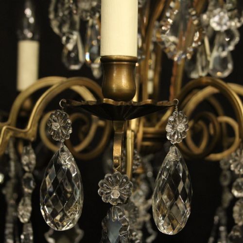 FRENCH PAIR OF 8 LIGHT ANTIQUE CHANDELIERS - ADDITIONAL PHOTO 4