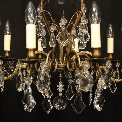 FRENCH PAIR OF 8 LIGHT ANTIQUE CHANDELIERS - ADDITIONAL PHOTO 5