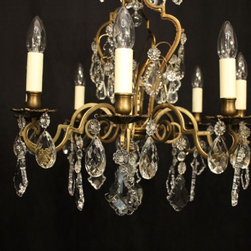 FRENCH PAIR OF 8 LIGHT ANTIQUE CHANDELIERS - ADDITIONAL PHOTO 6
