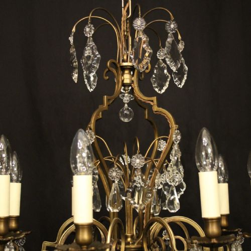 FRENCH PAIR OF 8 LIGHT ANTIQUE CHANDELIERS - ADDITIONAL PHOTO 7