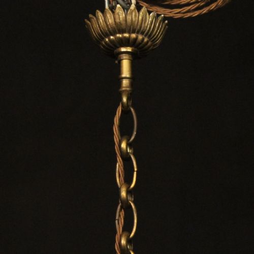 FRENCH LARGE GILDED BRONZE 4 LIGHT ANTIQUE HALL LANTERN - ADDITIONAL PHOTO 9