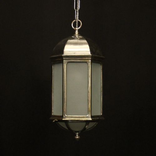 english silver plated single light antique lantern - CATEGORY: ANTIQUE LIGHTING - DATED 1910