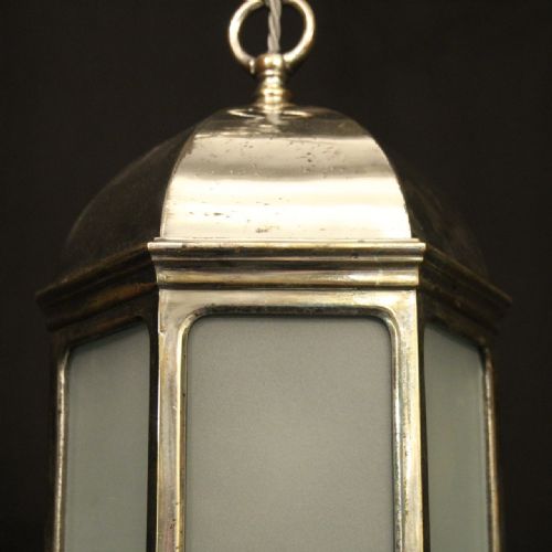 ENGLISH SILVER PLATED SINGLE LIGHT ANTIQUE LANTERN - ADDITIONAL PHOTO 3